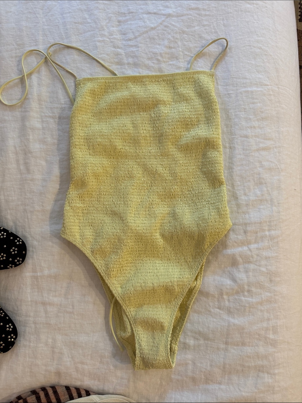 Tory Burch yellow shirred One-Piece Swimsuit